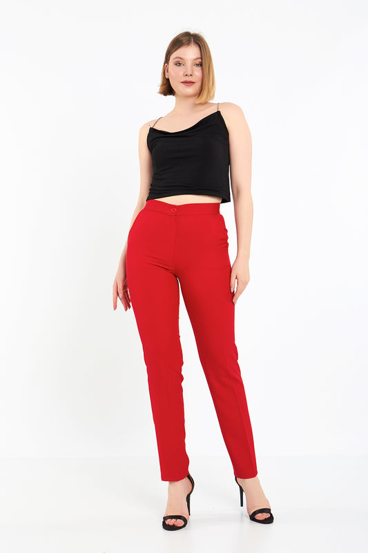 Kırmızı Kumaş Pantolon