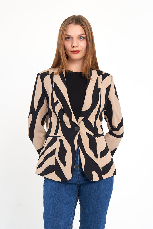 Zebra Bej Şal Yaka Ceket, regular kalıp, astarlı, rahat kesim