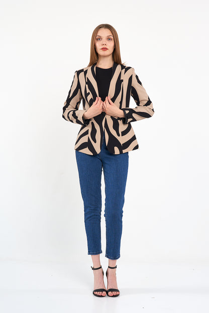 Zebra Bej Şal Yaka Ceket, regular kalıp, astarlı, rahat kesim