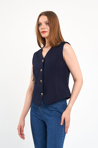 Lacivert Günlük Klasik Yelek, regular kalıp, astarlı, takım yeleği