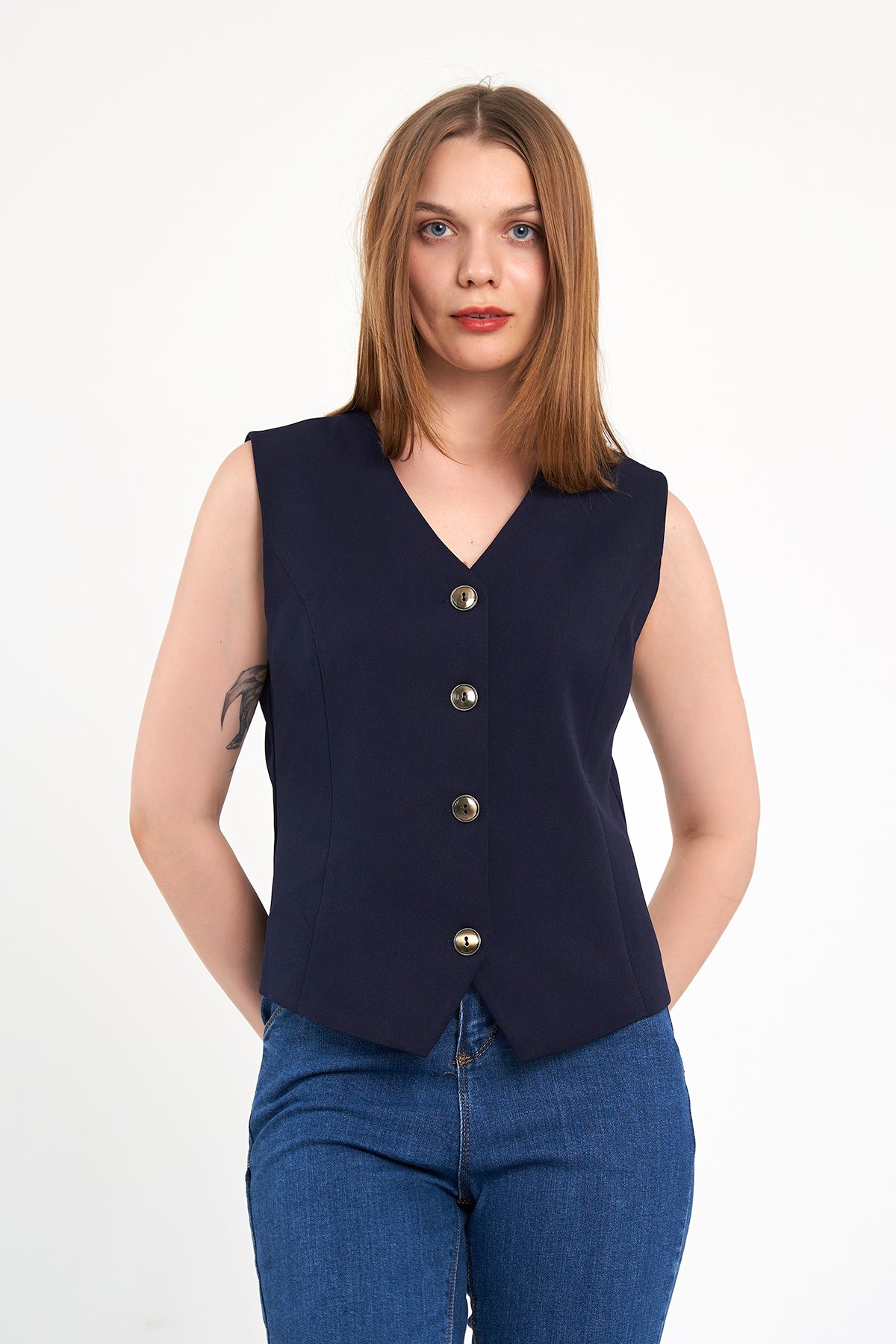 Lacivert Günlük Klasik Yelek, regular kalıp, astarlı, takım yeleği