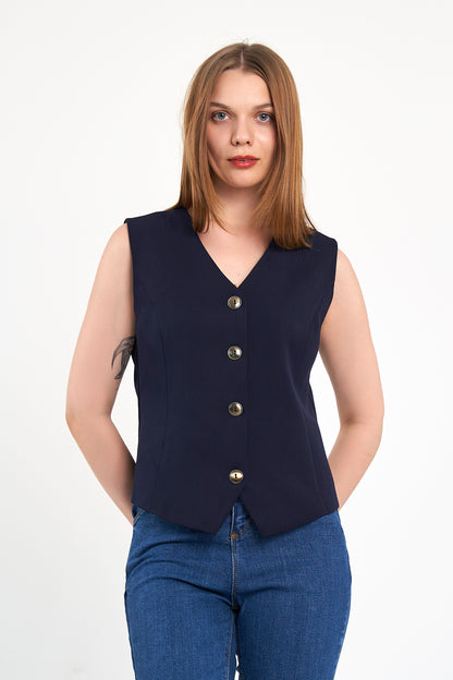 Lacivert Günlük Klasik Yelek, regular kalıp, astarlı, takım yeleği