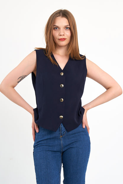 Lacivert Günlük Klasik Yelek, regular kalıp, astarlı, takım yeleği