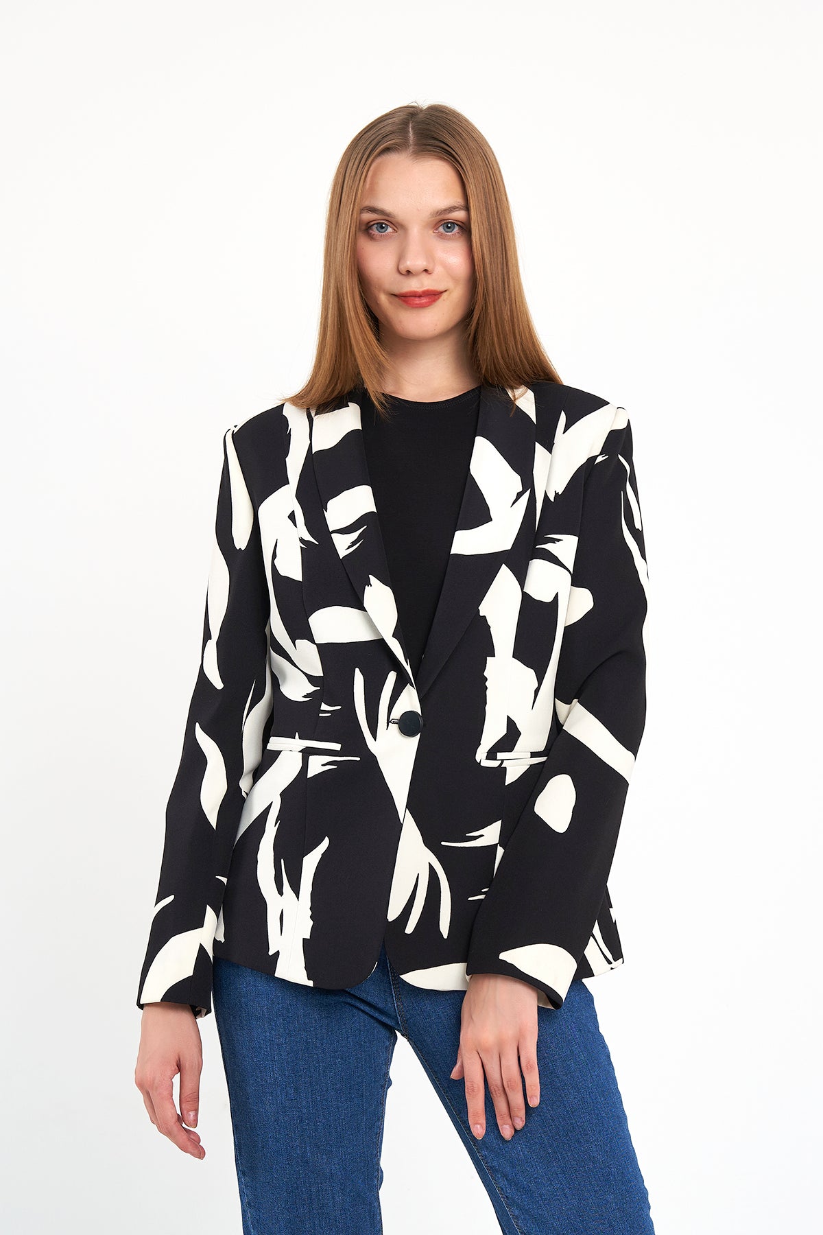 Zebra Şal Yaka Ceket, regular kalıp, astarlı, rahat kesim