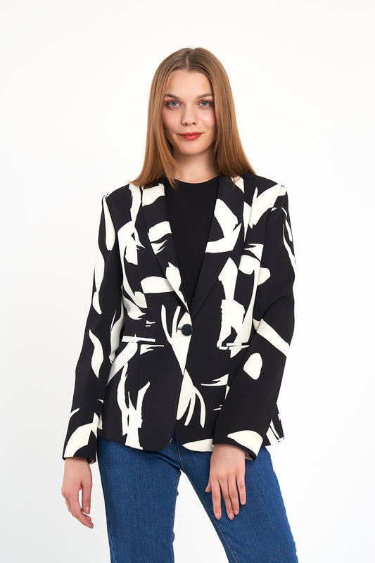 Zebra Şal Yaka Ceket, regular kalıp, astarlı, rahat kesim