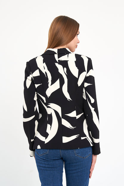 Zebra Şal Yaka Ceket, regular kalıp, astarlı, rahat kesim